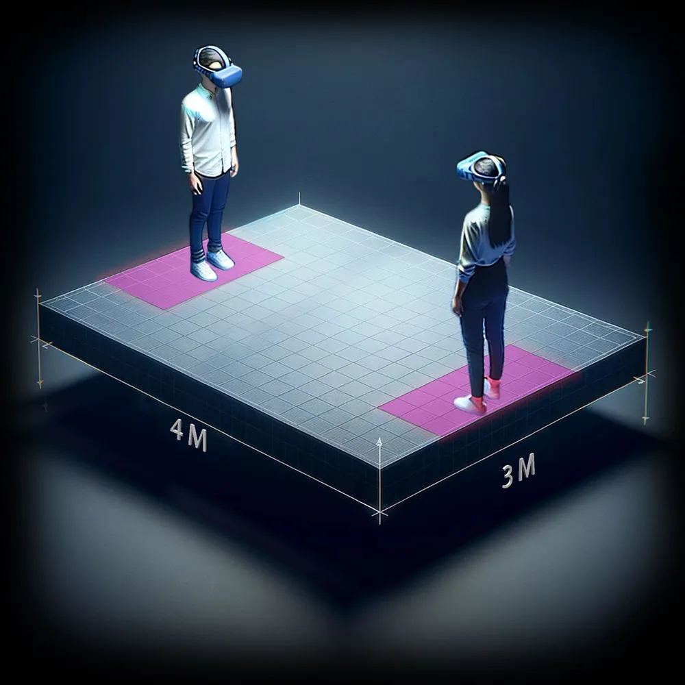 Two players on a 4 by 3 metre play area