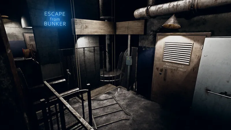 A service corridor with pipes and a ventilated door